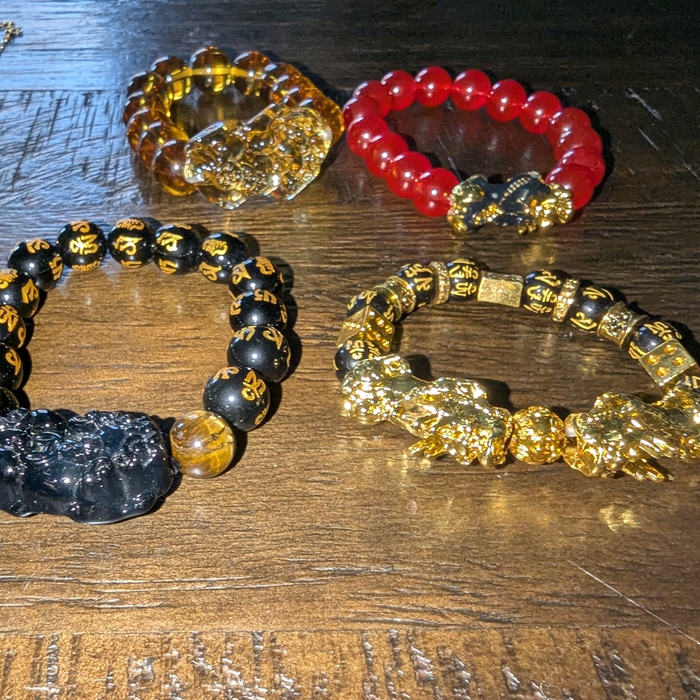 Set of Beaded Bracelets with Gold Accents